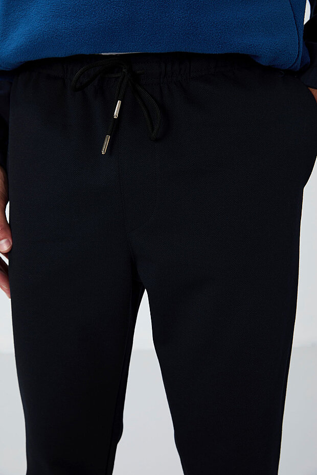 Lacivert Yüzeyi Dokulu Standart Fit Erkek Eşofman Alt - 82155 - 5