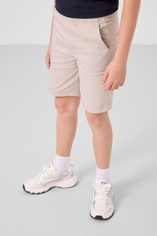 Lacivert-Taş Pamuklu Oversize Fit Dokuma Hafif Esnek Chino Erkek Çocuk Şort Takım - 11278 - 6