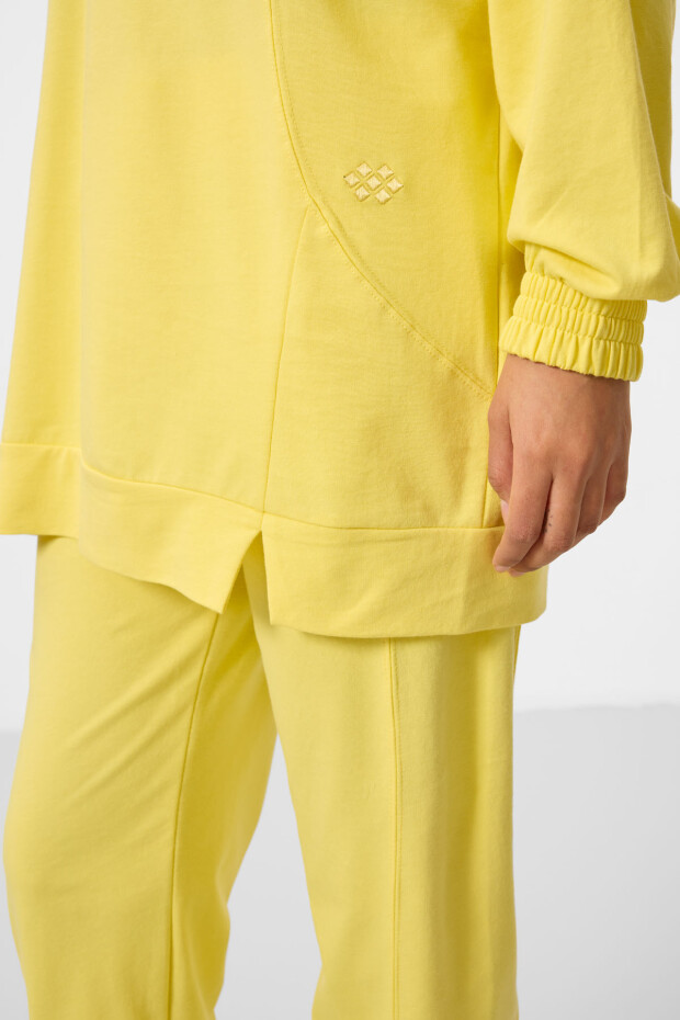 Limon O Yaka Basic Oversize Kadın Eşofman Tunik Takım - 95347 - 4