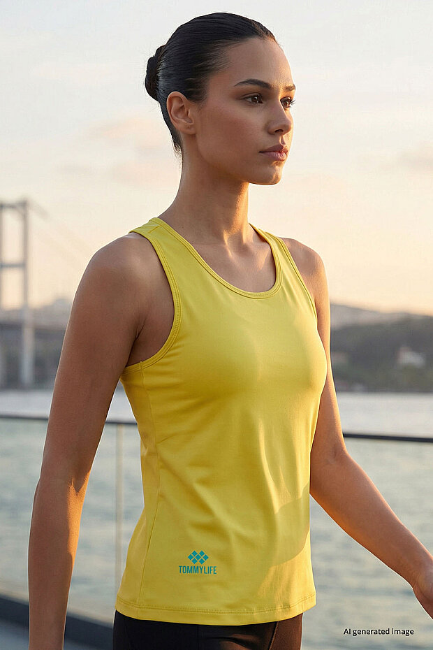 Limon Standart Fit Çapraz Sırt Detaylı Kadın Spor Atlet - 97296 - 1