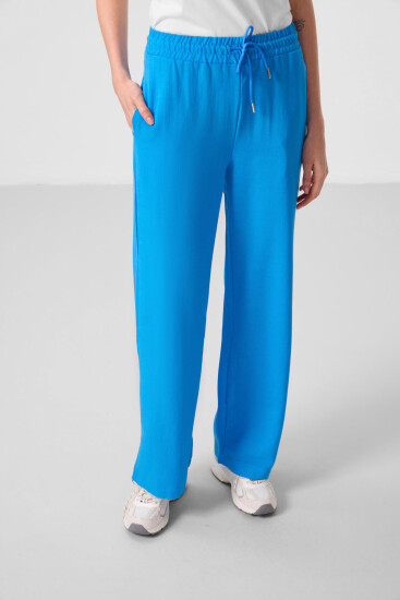 Mavi Keten Geniş Paça Rahat Form Kadın Palazzo Pantolon - 94675 - TOMMYLIFE (1)