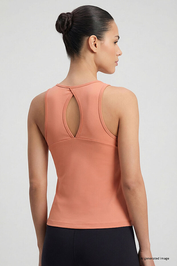 Mercan Standart Fit Çapraz Sırt Detaylı Kadın Spor Atlet - 97296 - 5
