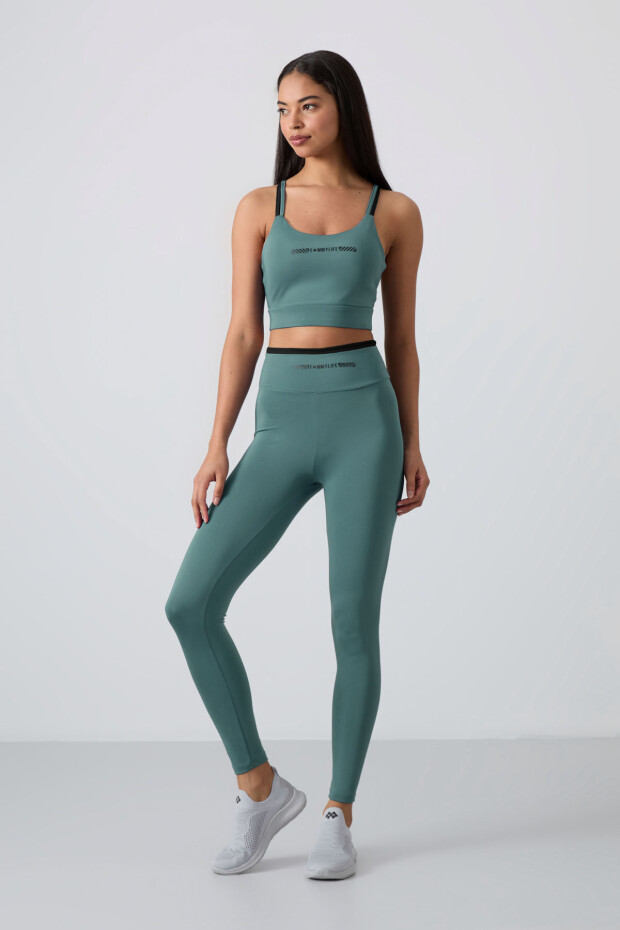 Mint Yeşili Esnek Standart Fit Performans Kadın Tayt Takım - 95333 - 1