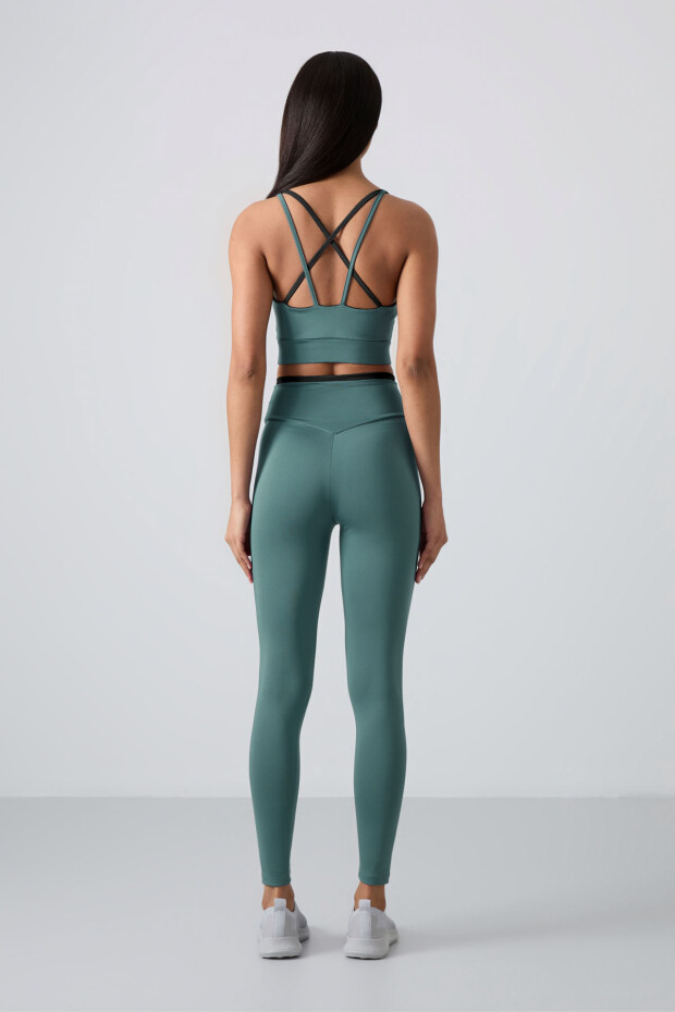Mint Yeşili Esnek Standart Fit Performans Kadın Tayt Takım - 95333 - 7