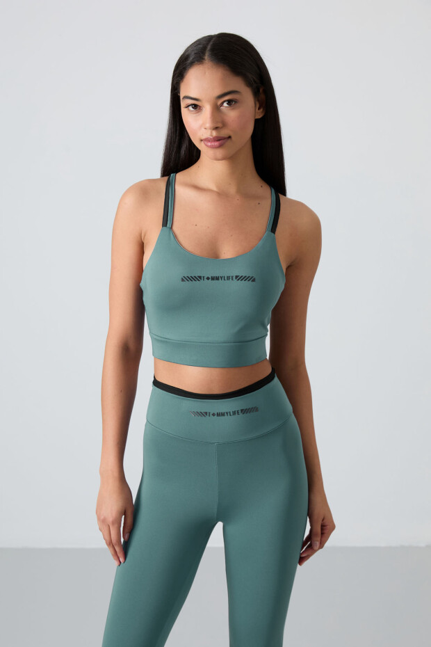 Mint Yeşili Esnek Standart Fit Performans Kadın Tayt Takım - 95333 - 4