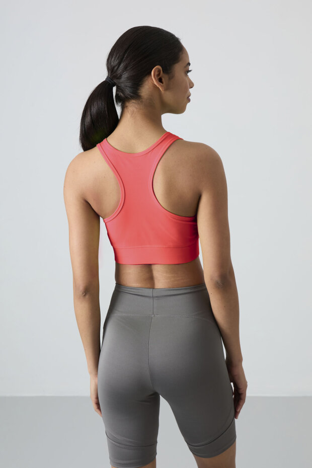Neon Pembe Sırt Detaylı Dar Kalıp U Yaka Kadın Spor Büstiyer - 97120 - 6