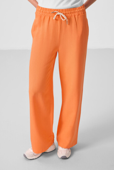 Oranj Keten Geniş Paça Rahat Form Kadın Palazzo Pantolon - 94675 - TOMMYLIFE (1)