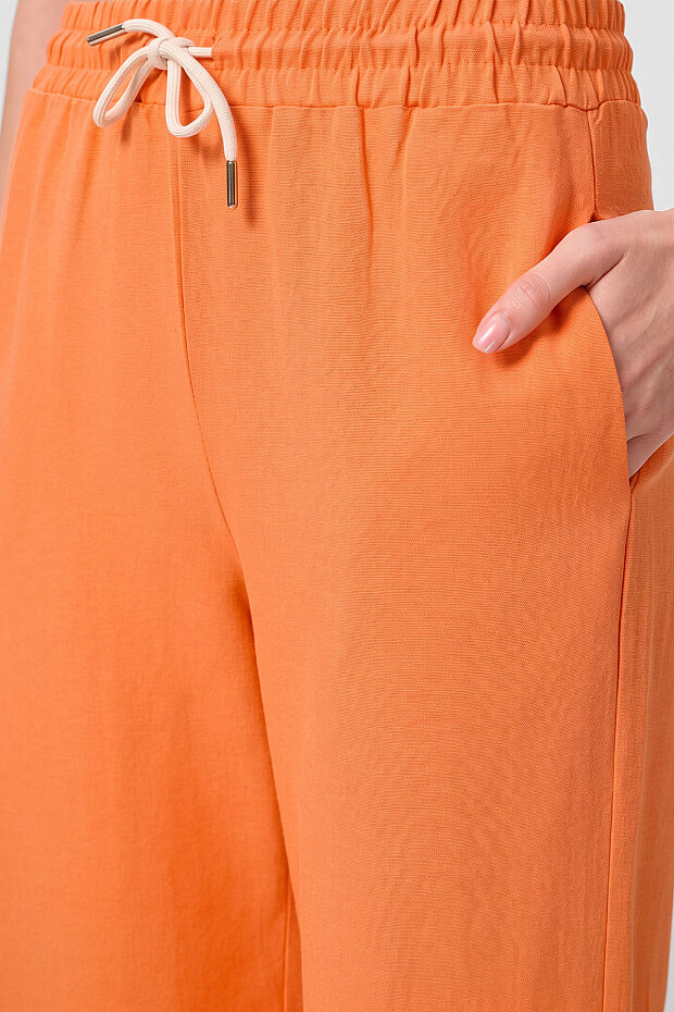 Oranj Keten Geniş Paça Rahat Form Kadın Palazzo Pantolon - 94675 - 3