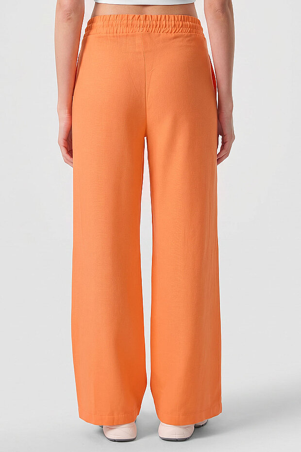 Oranj Keten Geniş Paça Rahat Form Kadın Palazzo Pantolon - 94675 - 5