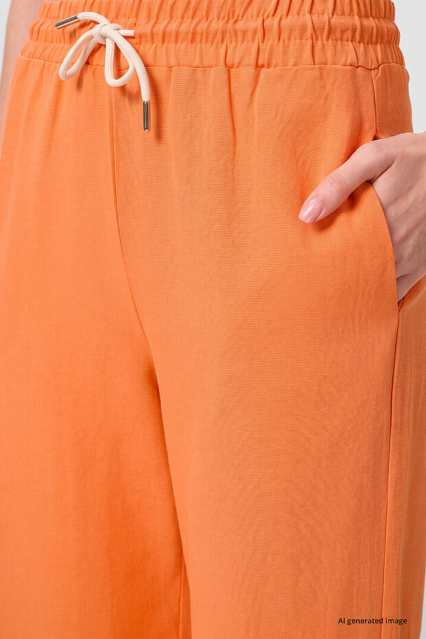 Oranj Keten Geniş Paça Rahat Form Kadın Palazzo Pantolon - 94675 - 4