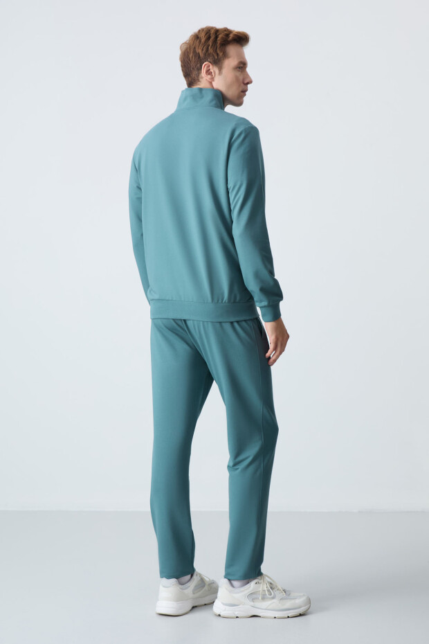 Orman Yeşili Pamuklu Kalın Yumuşak Dokulu Comfort Fit Basic Erkek Eşofman Takım - 85260 - 8