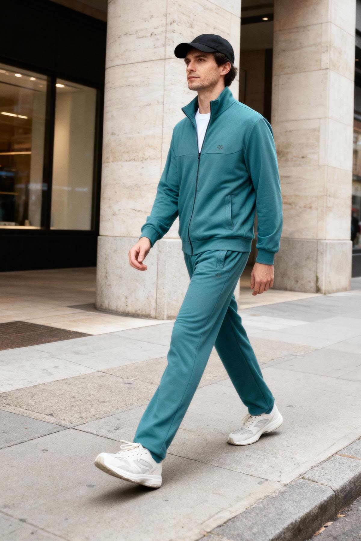 Orman Yeşili Pamuklu Kalın Yumuşak Dokulu Comfort Fit Basic Erkek Eşofman Takım - 85260 - TOMMYLIFE