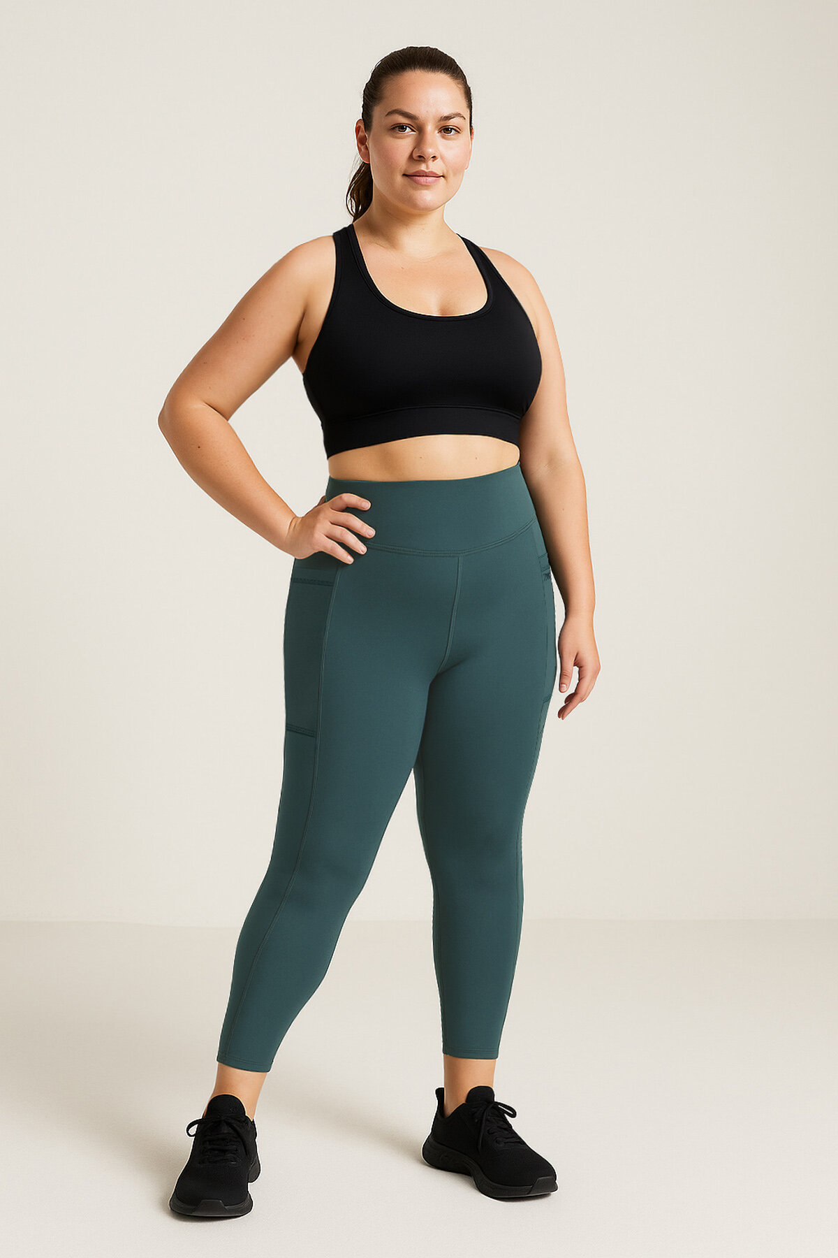 Orman Yeşili Esnek Standart Fit Performans Battal Büyük Beden Kadın Tayt - 94652 - TOMMYLIFE