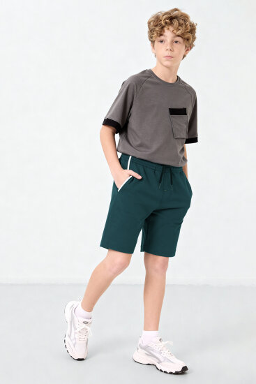 Orman Yeşili Standart Fit Erkek Çocuk Şort - 11284 - TOMMYLIFE (1)