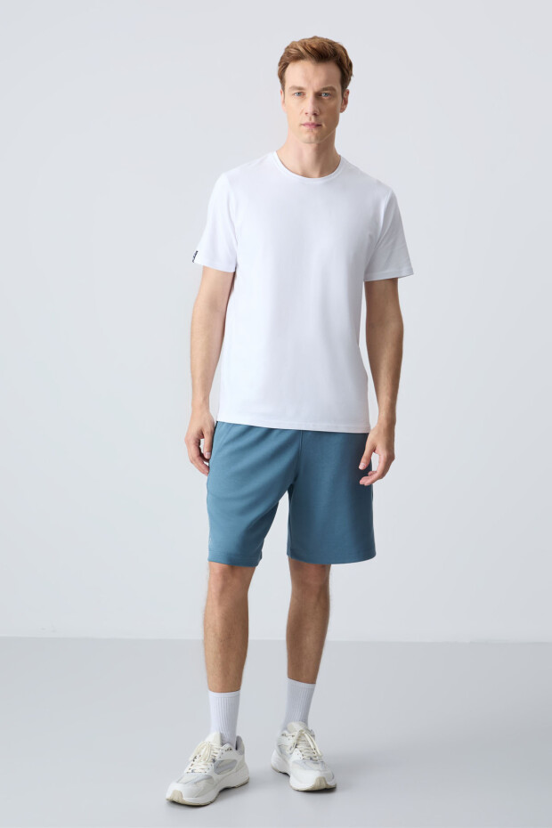 Orman yeşili Pamuklu Kalın Yumuşak Dokulu Standart Fit Basic Erkek Şort - 81278 - 1