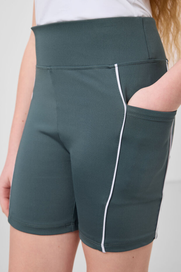 Orman Yeşili Esnek Standart Fit Basic Performans Kız Çocuk Tayt - 75189 - 3