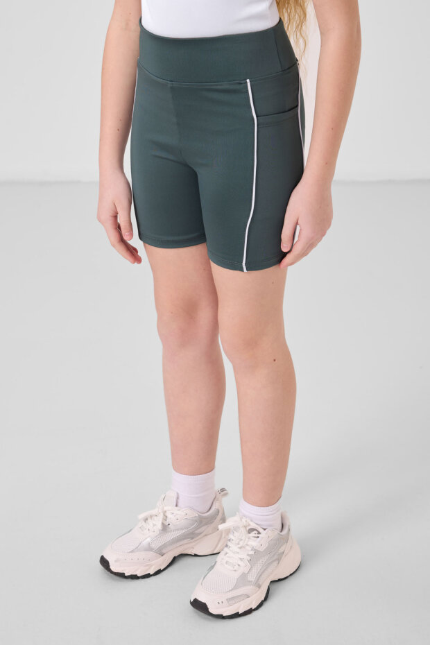 Orman Yeşili Esnek Standart Fit Basic Performans Kız Çocuk Tayt - 75189 - 4