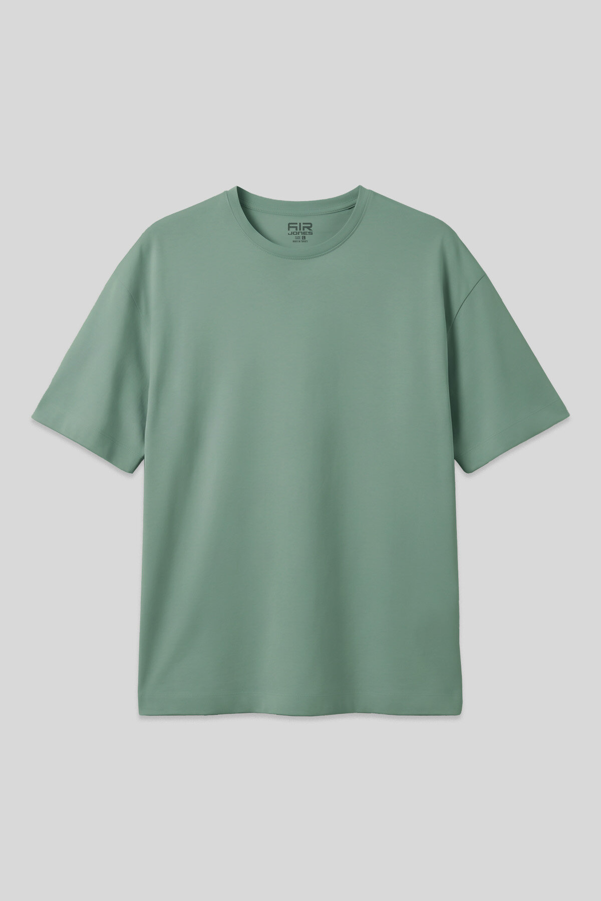 Oversize Fit Basic 2'li Paket Taş-Açık Yeşil Erkek T-Shirt - 88353 - Air Jones (1)