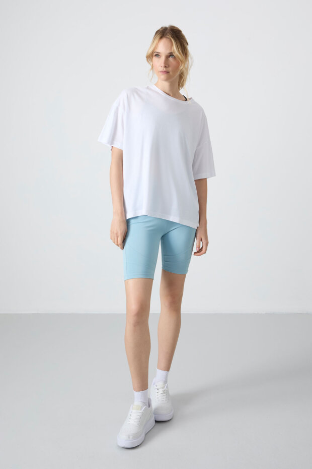 Oversize Fit Basic O Yaka 3'lü Paket Siyah-Beyaz-Rose Kadın T-Shirt 97285 - 4