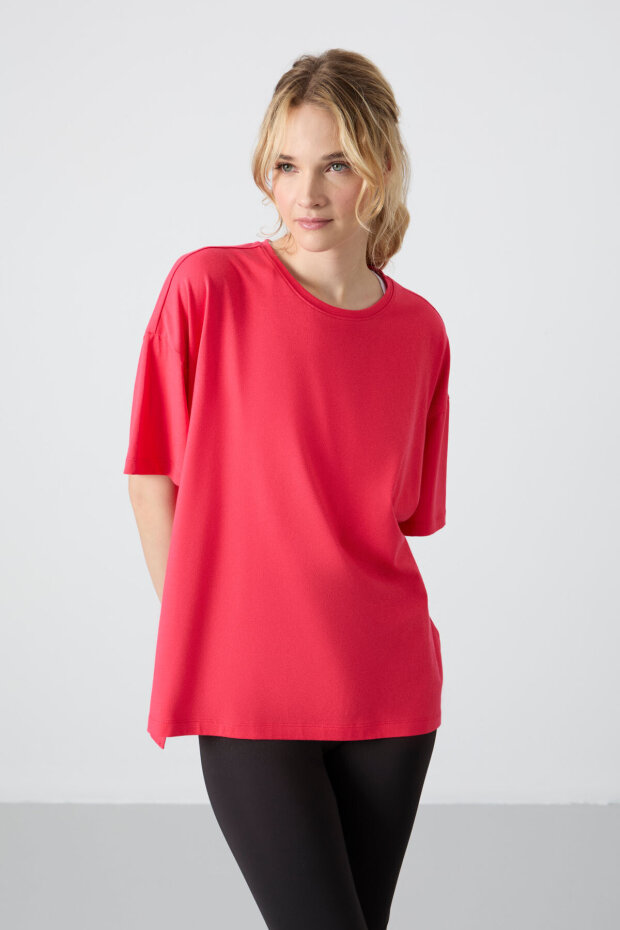 Oversize Fit Basic O Yaka 5'li Paket Kadın T-Shirt - 97285 - 2