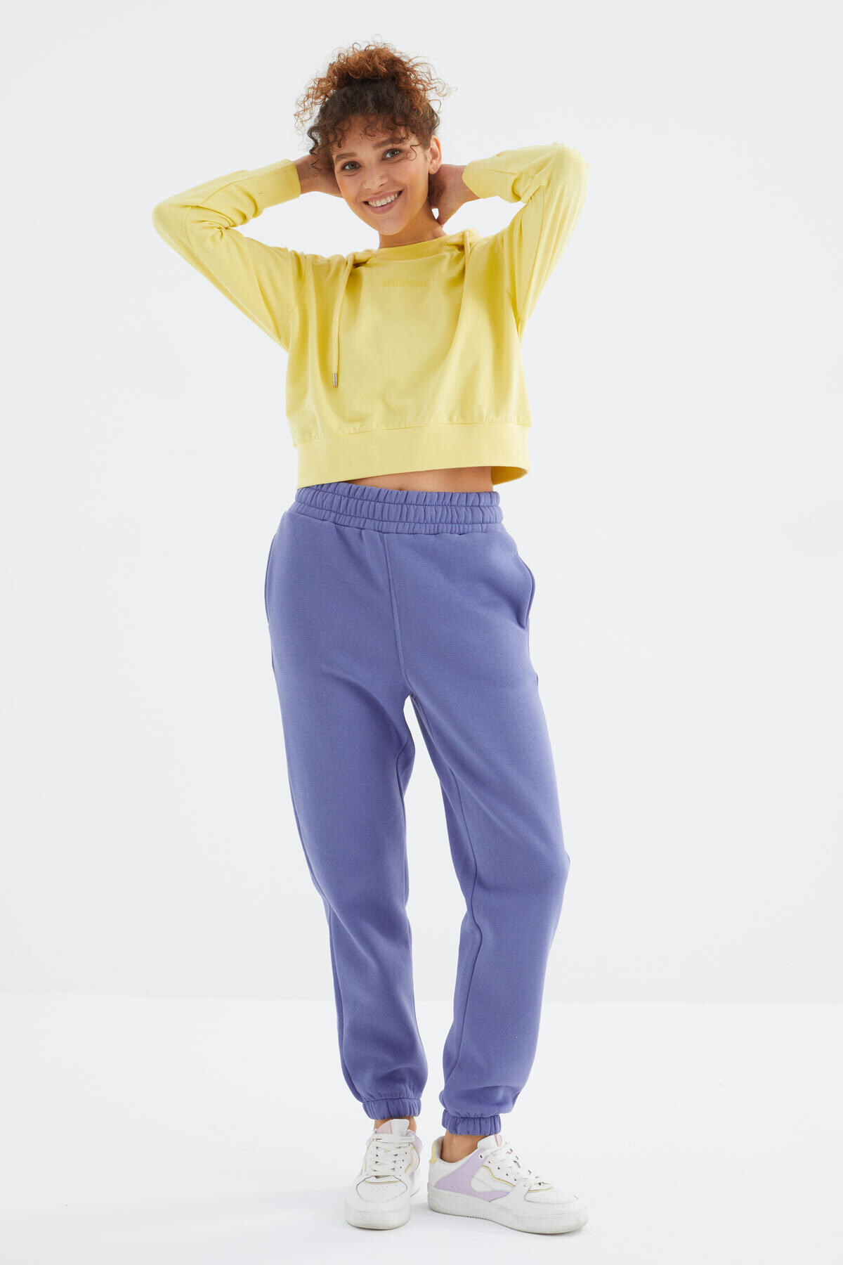 Açık Eflatun Yüksek Bel Şardonlu 3 İplik Pamuklu Basic Kadın Eşofman Alt - 94624 - TOMMYLIFE