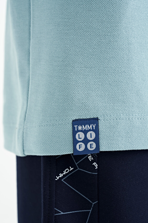 Açık Mavi Baskı Detaylı O Yaka Standart Kalıp Erkek Çocuk T-Shirt - 11117 - 5