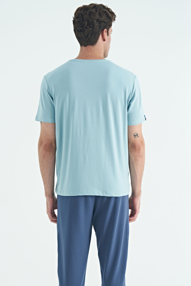 Açık Mavi Erkek Basic Kısa Kol Standart Kalıp O Yaka T-shirt - 87911