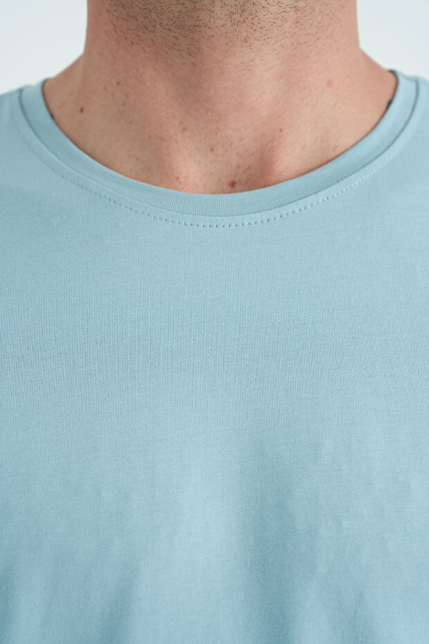 Açık Mavi Erkek Basic Kısa Kol Standart Kalıp O Yaka T-shirt - 87911