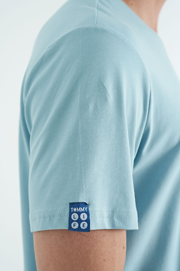 Açık Mavi Erkek Basic Kısa Kol Standart Kalıp O Yaka T-shirt - 87911