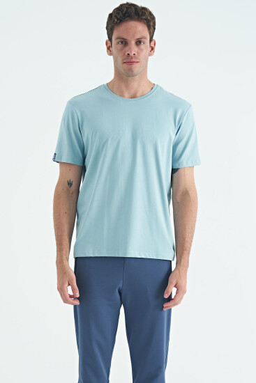 Açık Mavi Erkek Basic Kısa Kol Standart Kalıp O Yaka T-shirt - 87911 