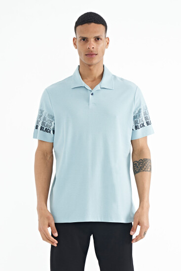 Açık Mavi Kol Baskı Detaylı Polo Yaka Standart Form Erkek T-shirt - 88240 