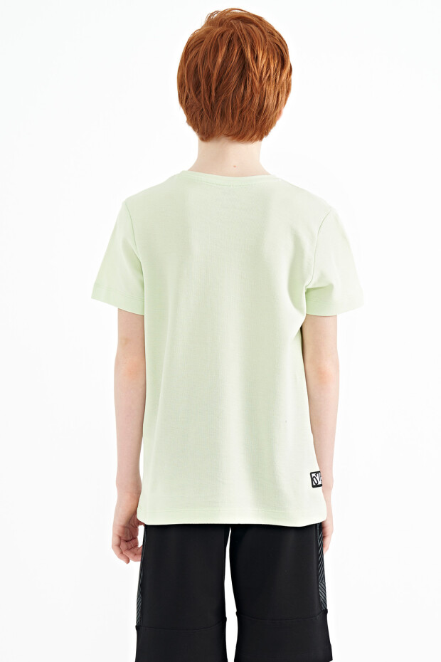 Açık Yeşil Cep Detaylı O Yaka Standart Kalıp Erkek Çocuk T-Shirt - 11120 - 9