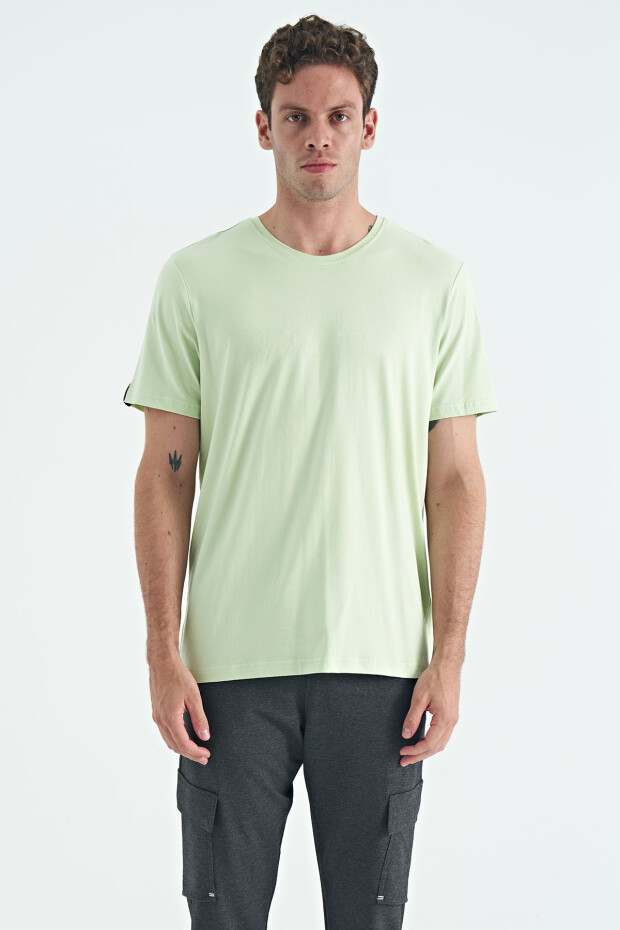 Açık Yeşil Erkek Basic Kısa Kol Standart Kalıp O Yaka T-shirt - 87911