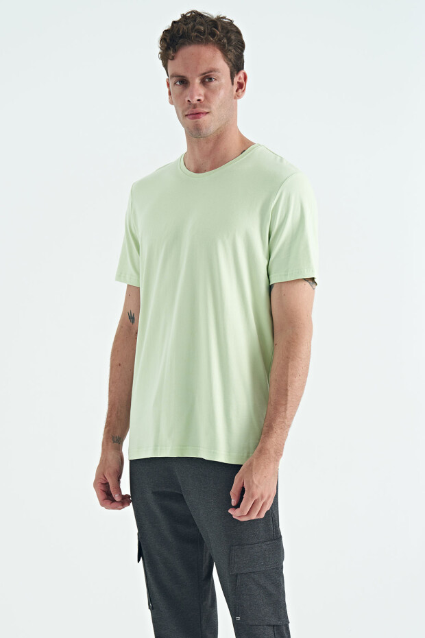Açık Yeşil Erkek Basic Kısa Kol Standart Kalıp O Yaka T-shirt - 87911