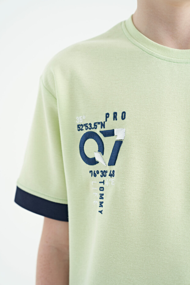 Açık Yeşil O Yaka Oversize Cep Detaylı Erkek Çocuk T-Shirt - 11152