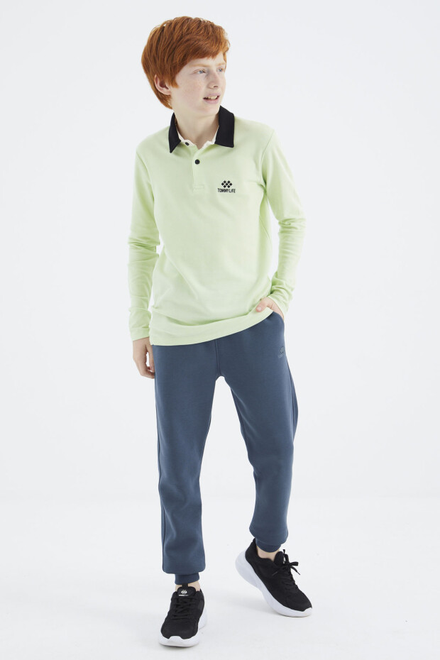 Açık Yeşil Polo Yaka Basic Erkek Çocuk T-Shirt - 11171 - 4