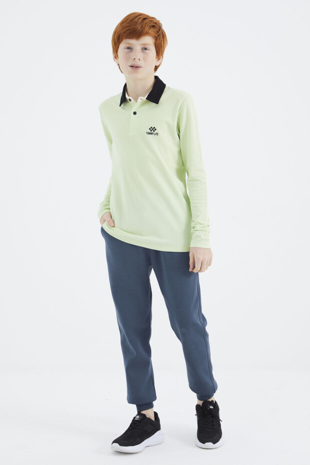Açık Yeşil Polo Yaka Basic Erkek Çocuk T-Shirt - 11171