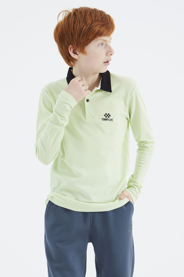 Açık Yeşil Polo Yaka Basic Erkek Çocuk T-Shirt - 11171
