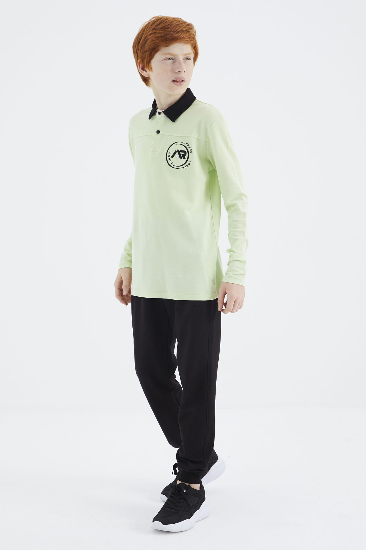 Açık Yeşil Polo Yaka Erkek Çocuk T-Shirt - 11172 - TOMMYLIFE (1)