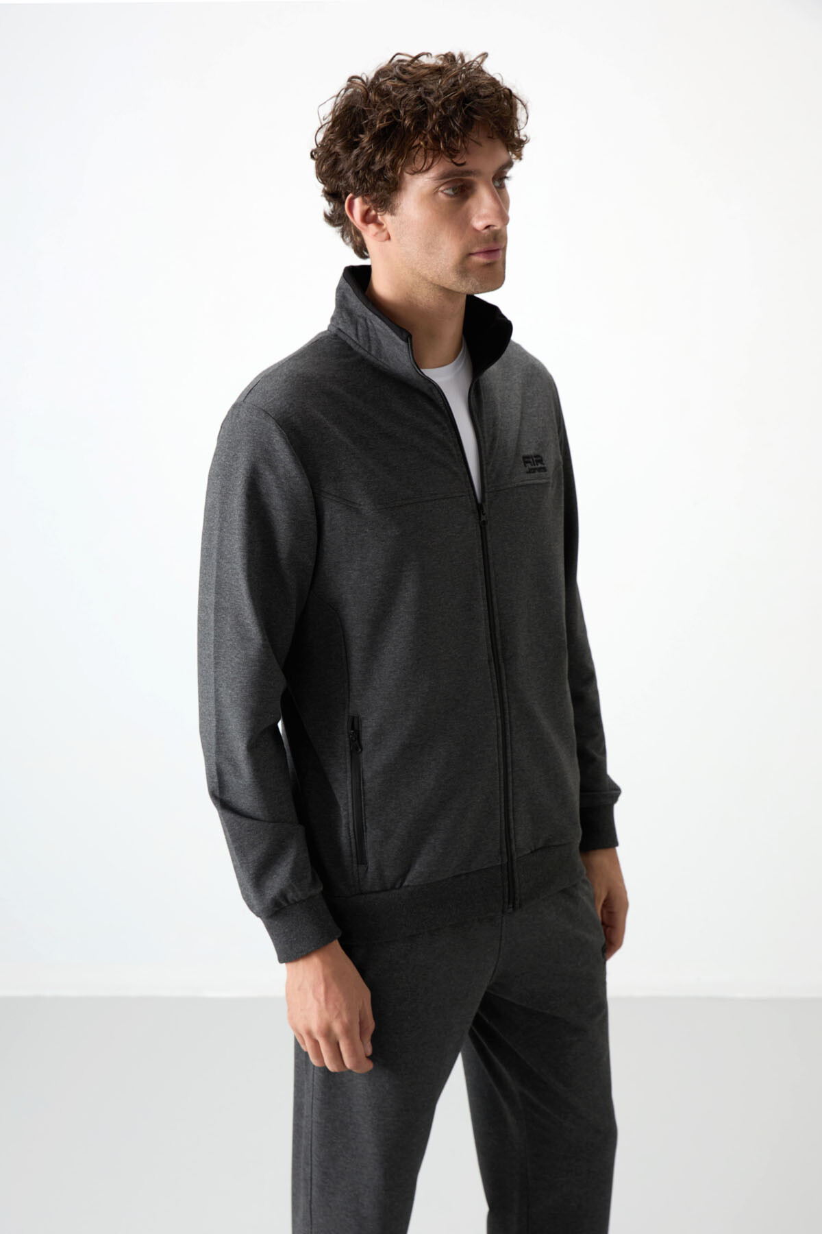 Troy Antrasit Melanj Standart Kalıp Erkek Eşofman Takım - 85196 - Air Jones (1)