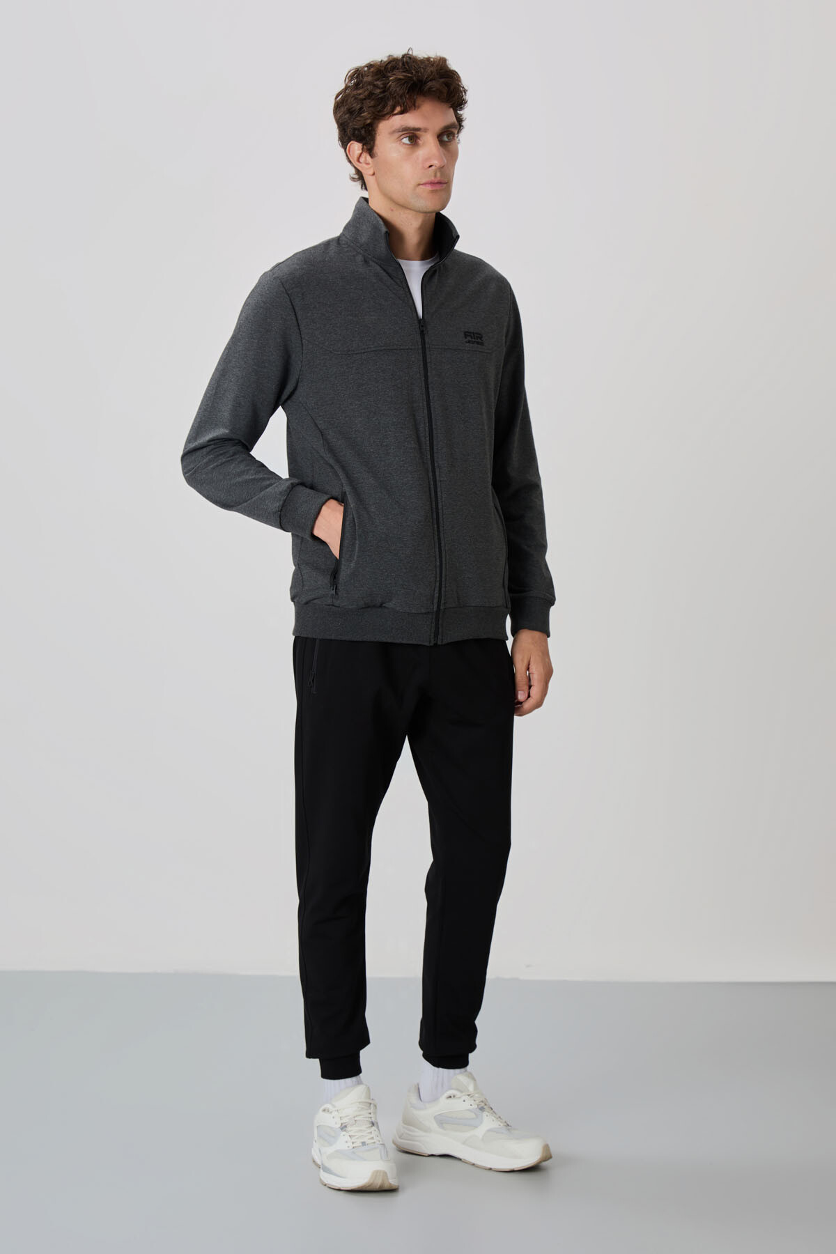 Anton Antrasit Melanj - Siyah Jogger Eşofman Takım - 85178 - Air Jones