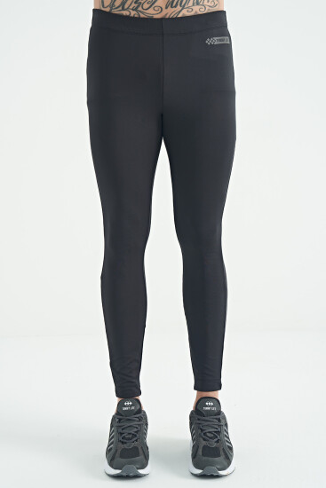 Antrasit Arka Bilek Baskı Detaylı Yüksek Bel Slim Fit Aktif Spor Erkek Tayt - 84988 - TOMMYLIFE (1)