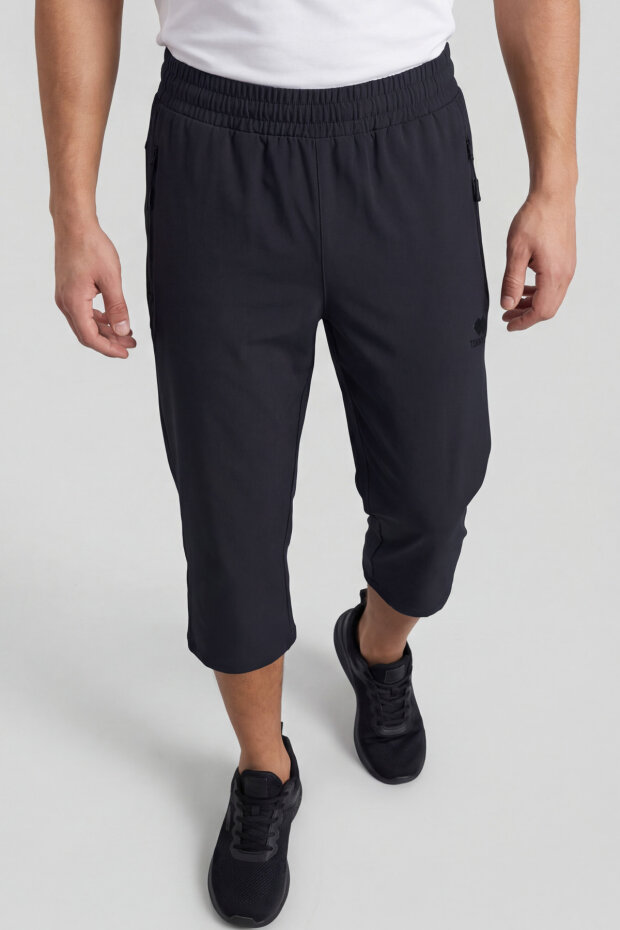 Antrasit Bağcıklı Standart Kalıp Fermuar Cepli Aktif Spor Erkek Kapri - 83096 - 3