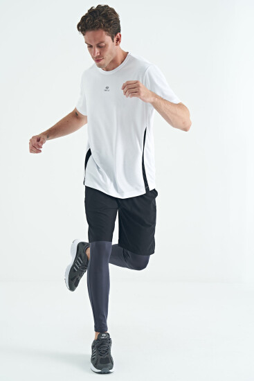 Antrasit Logo Baskılı Yüksel Bel Slim Fit Aktif Spor Erkek Tayt - 84989 