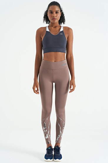 Antrasit Renk Bloklu Sırt Baskı Detaylı Dar Kalıp Kadın Büstiyer - 97253 - TOMMYLIFE (1)