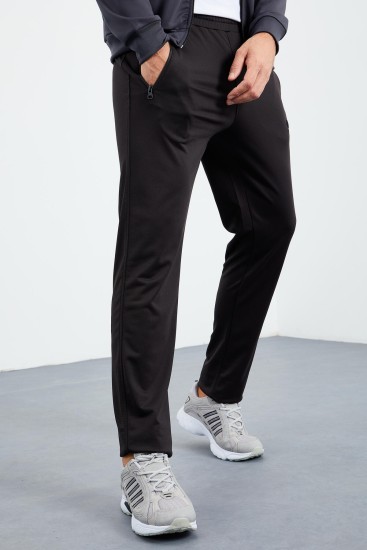 Antrasit - Siyah Dik Yaka Fermuarlı Standart Kalıp Klasik Paça Erkek Eşofman Takımı - 85162 - TOMMYLIFE (1)