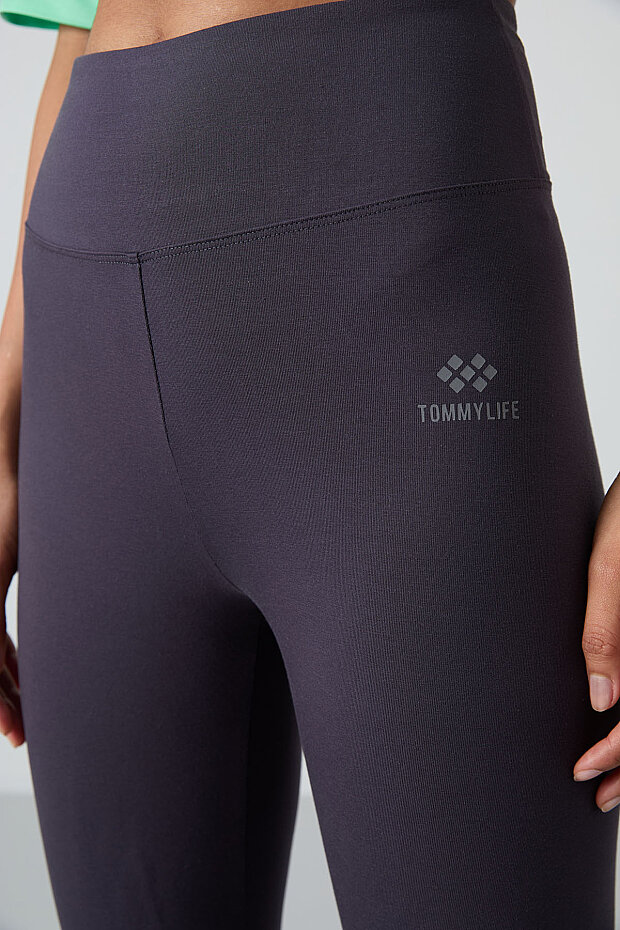 Antrasit Yüksek Bel Toparlayıcı Slim Fit Dar Paça Kadın Tayt - 94011 - 3