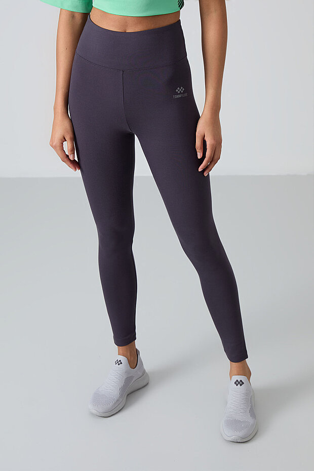Antrasit Yüksek Bel Toparlayıcı Slim Fit Dar Paça Kadın Tayt - 94011 - 4