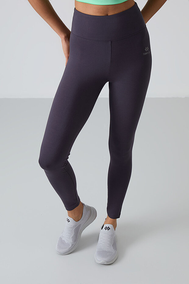 Antrasit Yüksek Bel Toparlayıcı Slim Fit Dar Paça Kadın Tayt - 94011 - 2