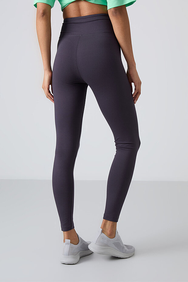 Antrasit Yüksek Bel Toparlayıcı Slim Fit Dar Paça Kadın Tayt - 94011 - 5